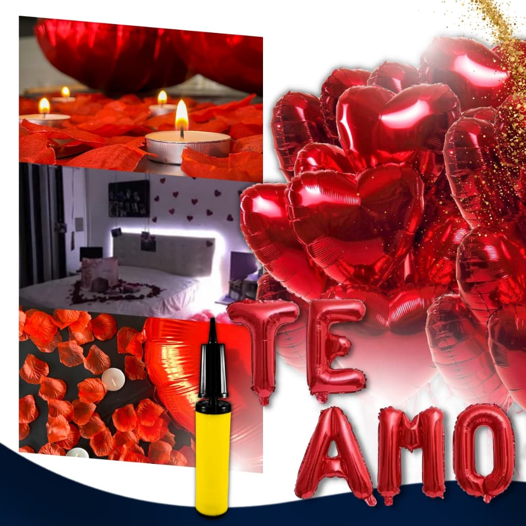 Kit Romântico 600 Pétalas + 10 Velas + 10 Balões + Te Amo