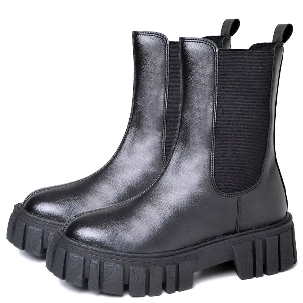Bota Coturno Dubuy Feminina Tratorada Chelsea Cano Medio Preta Hills 1506FG