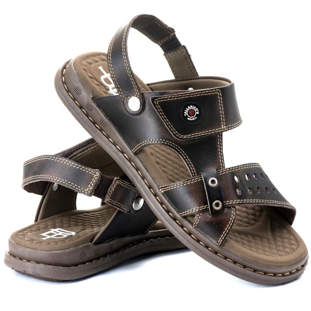 Sandália Antistress Chinelo Masculino Papete Ortopédico Couro Promoção