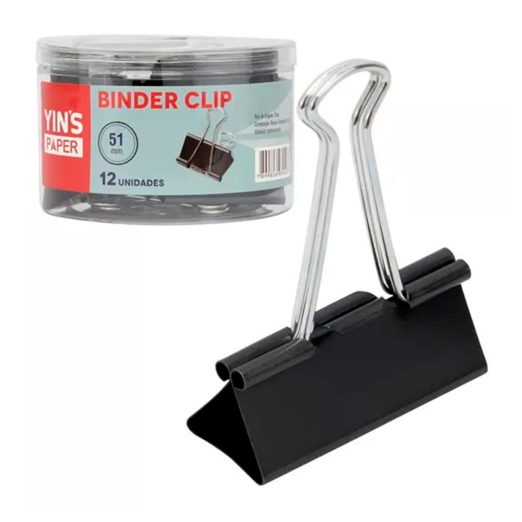 Prendedor De Papel Binder Clips Grampo 51mm C/12 Escritorio Documentos