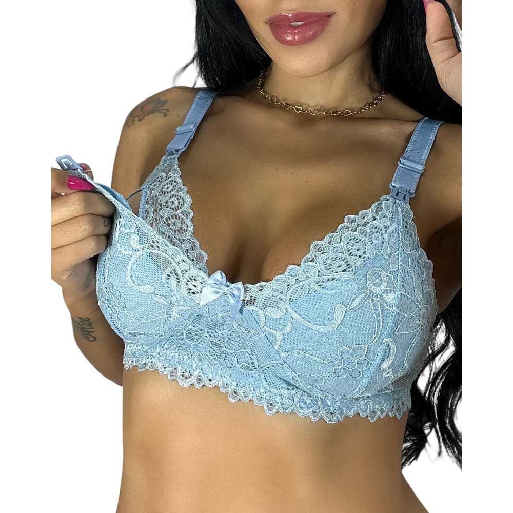 Sutiã de Amamentação Plus Size Todo Renda Reforçado Gestante Pós Parto