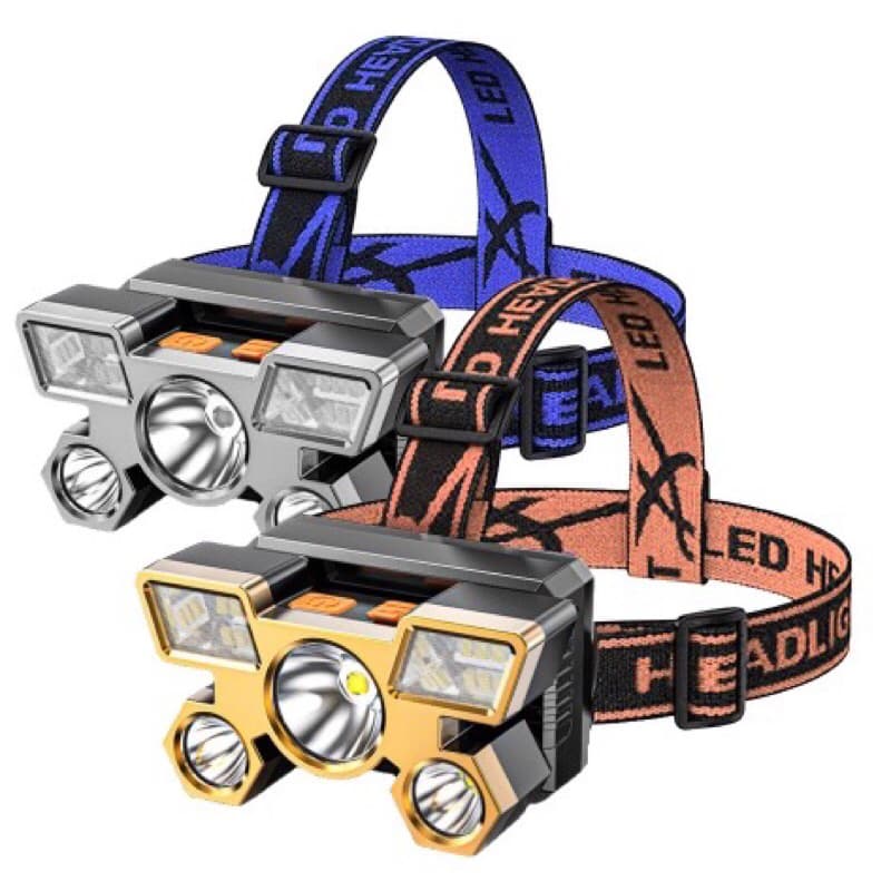 Lanterna Holofote De Cabeça Led 5 Marchas À Prova D 'Água Recarregável Usb