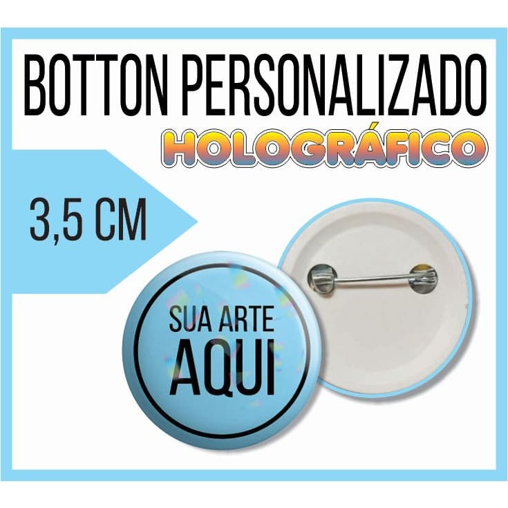 Kit 5 Bottons Holográficos 2,5 cm 3,5cm 4,5 cm Botton Boton Broche Botão Pin