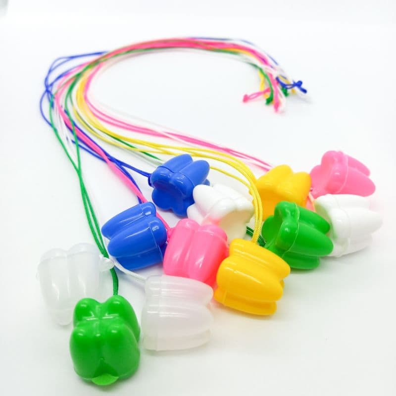 24/48/96 Peças Bau Caixinha Porta Dentinho De Leite com Cordão Coloridas Dentista Odontopediatria