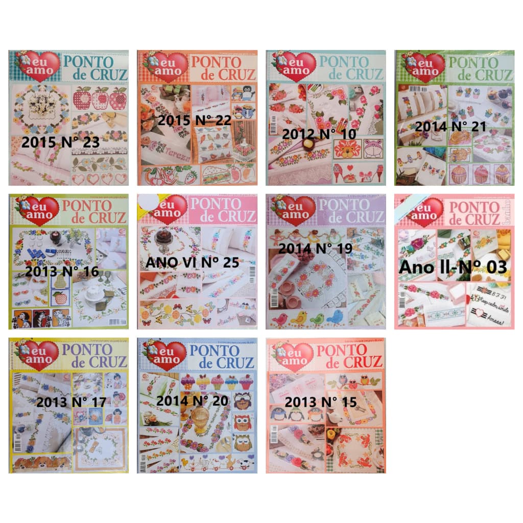 Kit 5 Revistas Eu Amo Ponto Cruz  Editora Central Lote 3