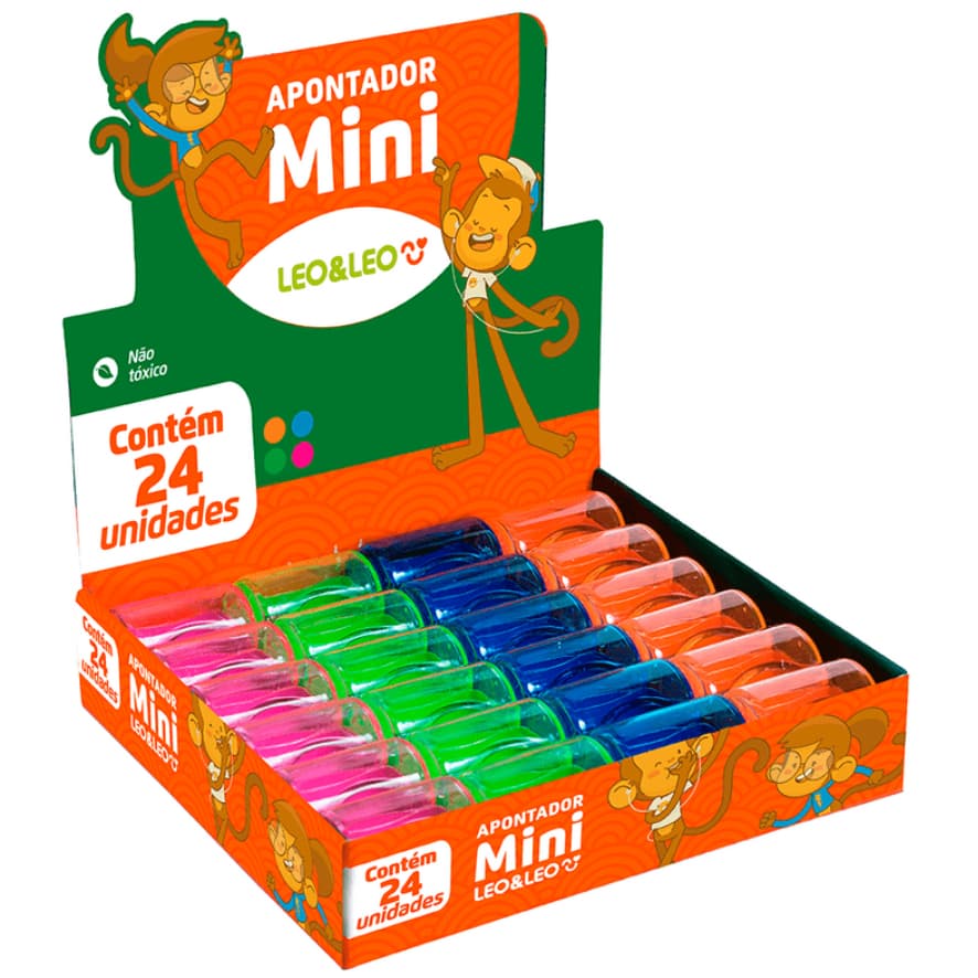 Apontador Mini Com Deposito Caixa Com 24 Unidade Leoeleo