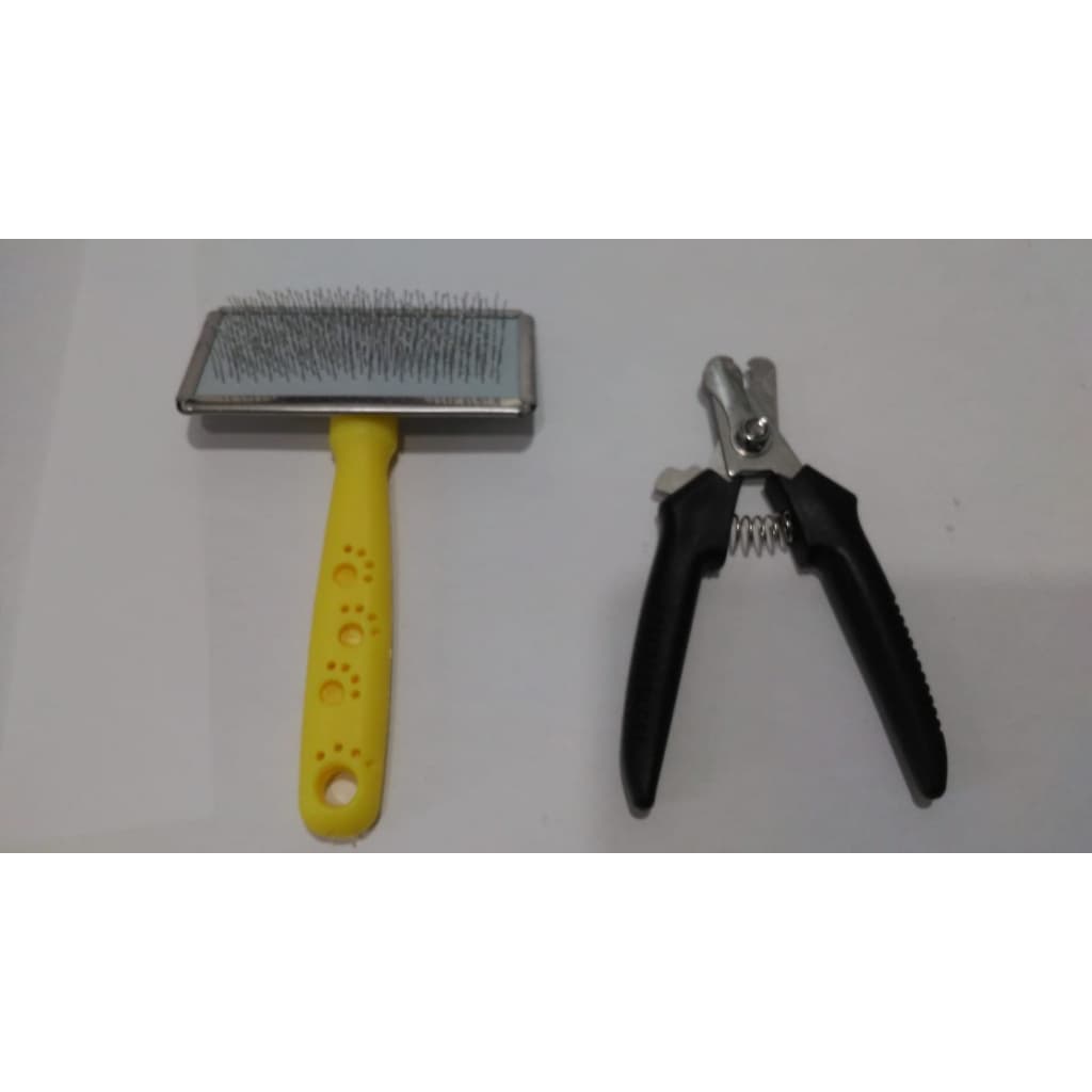 Kit Alicate de Unha Medio + Rasqueadeira Patinha n 2 Cães e Gatos