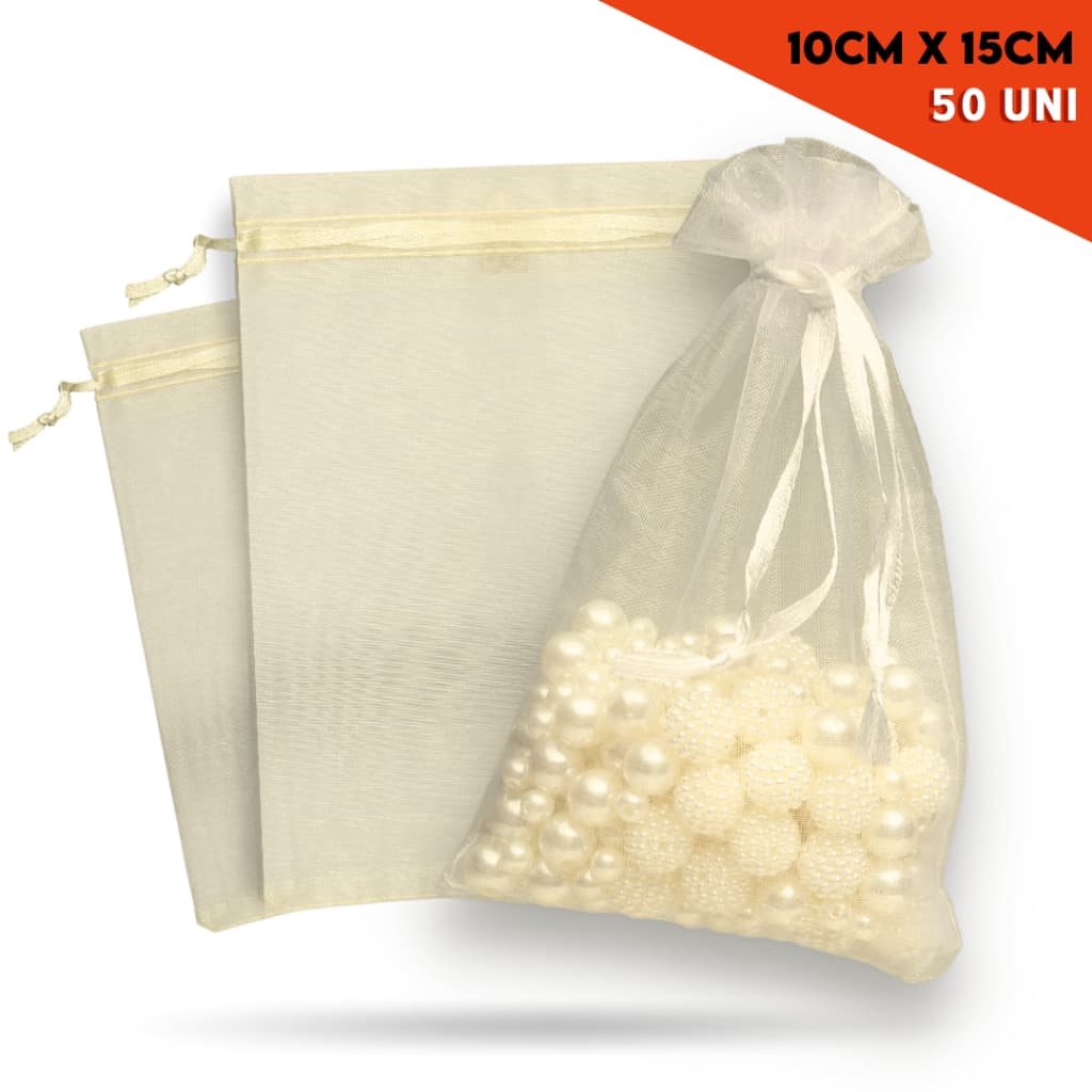 Saco Organza - Saquinho 10x15 Bege C/50 Para Lembrancinha