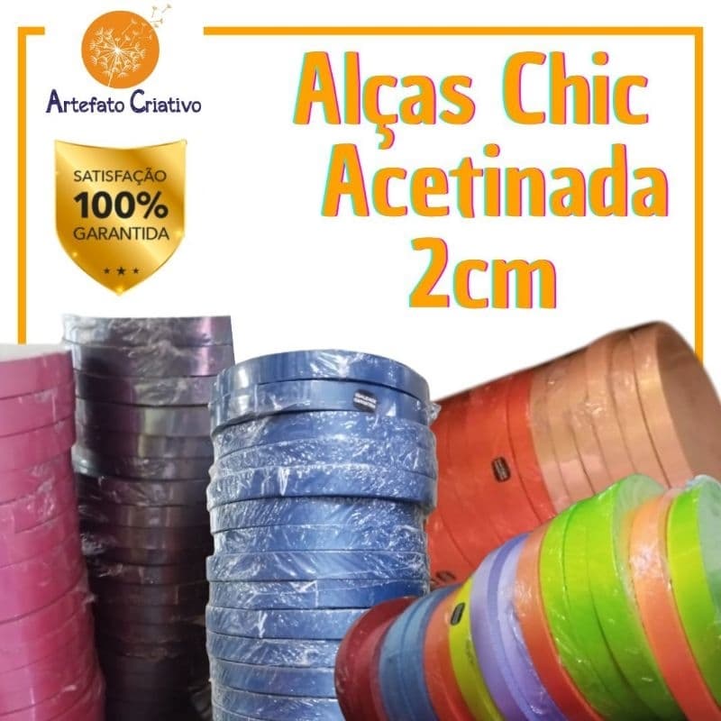 Alça Chic Premium Acetinada 2cm (Fita de Poliéster para confecção de alças). Estoque - RJ/Brasil