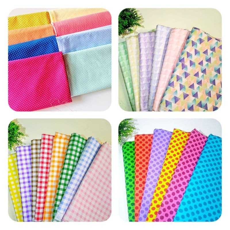 Kit Tecido Tricoline Retalhos poá xadrez 25cm x 50