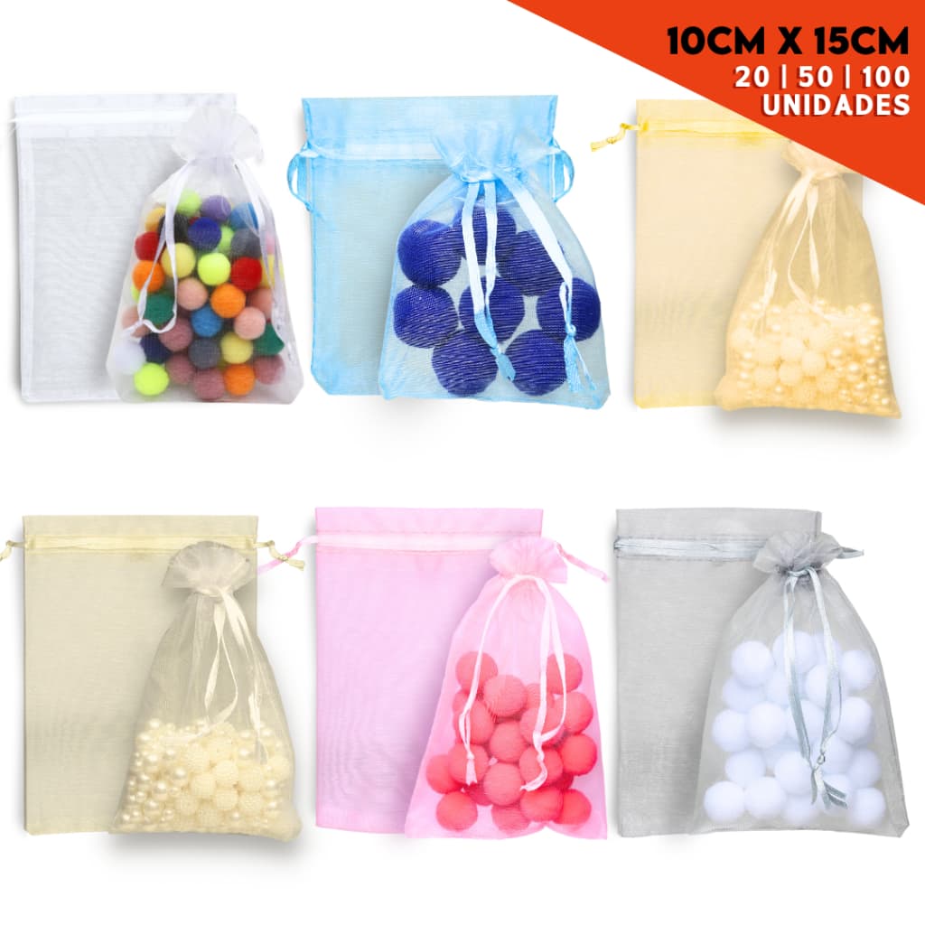 Saco Organza - Saquinho Para Lembrancinha 10x15 Diversas Cores - 20/50/100 Unidades - Nybc