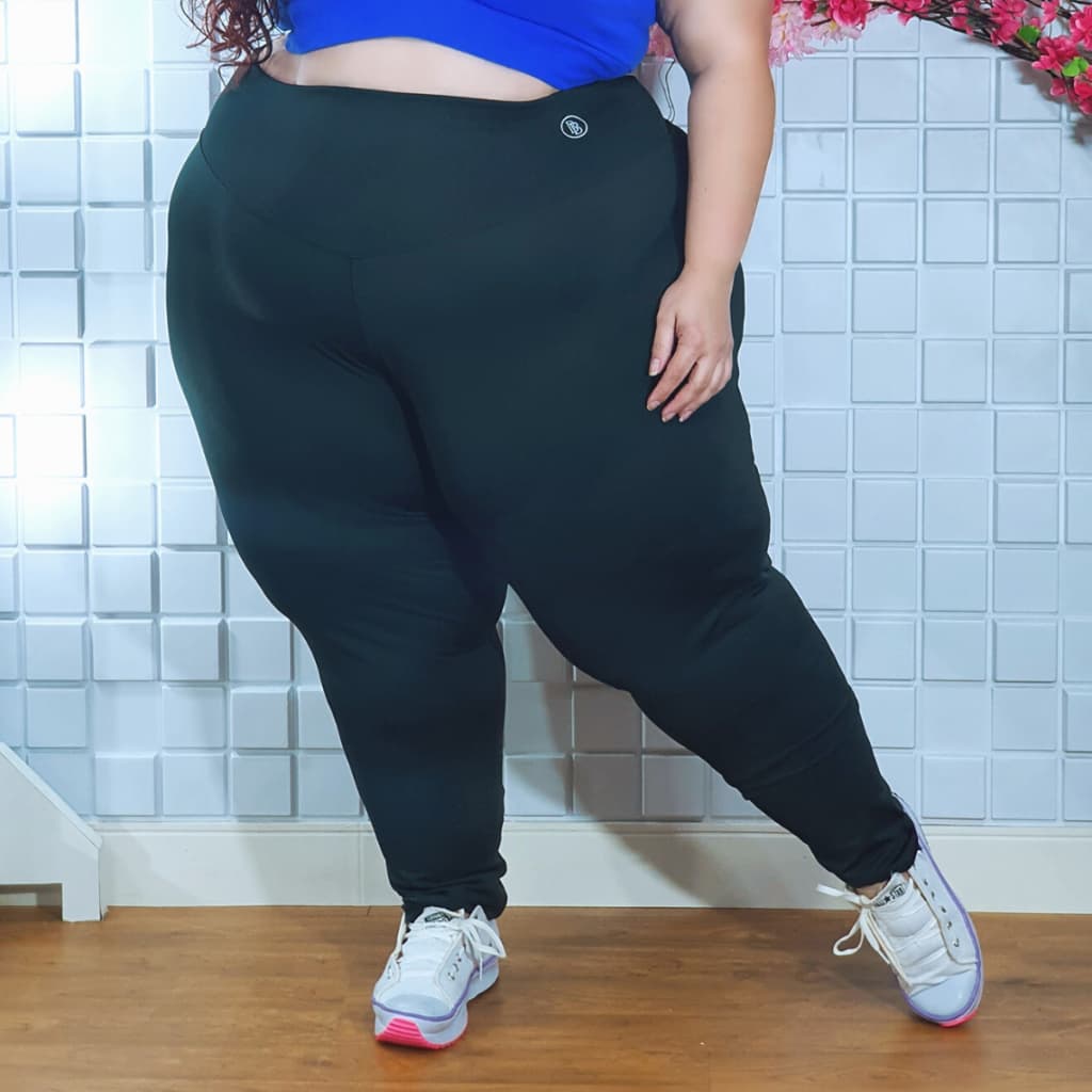 Calça Plus Size Legging Modeladora Fitness Suplex Encorpado Cós Alta Levanta Bumbum