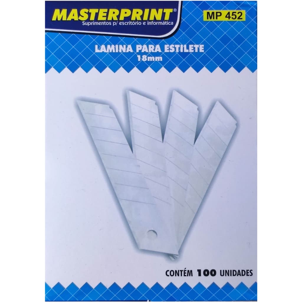 Lâmina Estilete 18mm Masterprint  (100 Peças)