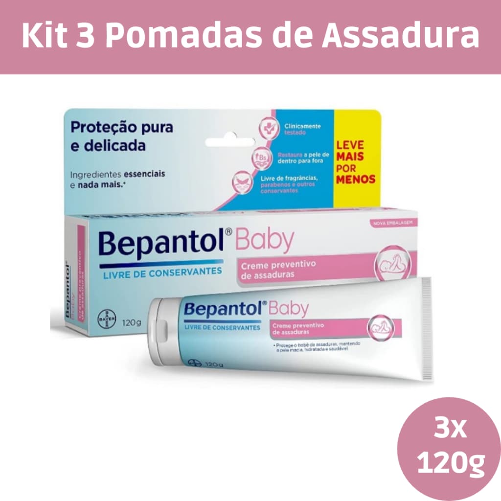Kit 3 Bepantol Baby 120g - Pomada de Assadura