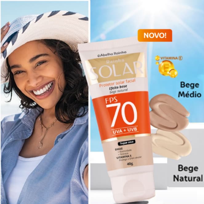 Protetor Solar Facial Cor de Base FPS 70  - Abelha Rainha 40g