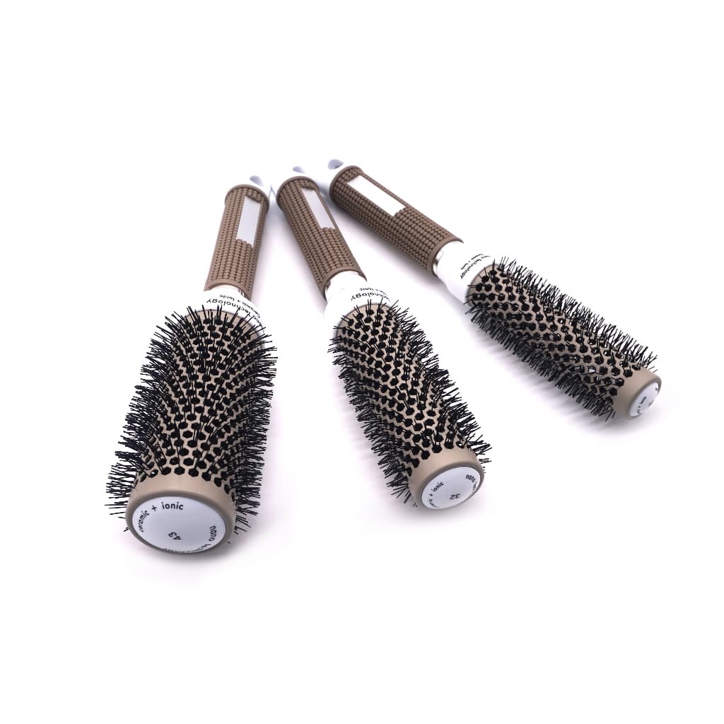 Kit 3 Escova Profissional Metal Vazada Térmica Para Escovação de Cabelo