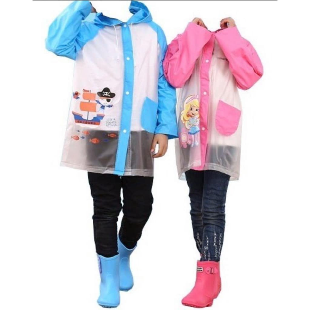 Capa De Chuva Infantil Com Capuz Pvc Impermeável