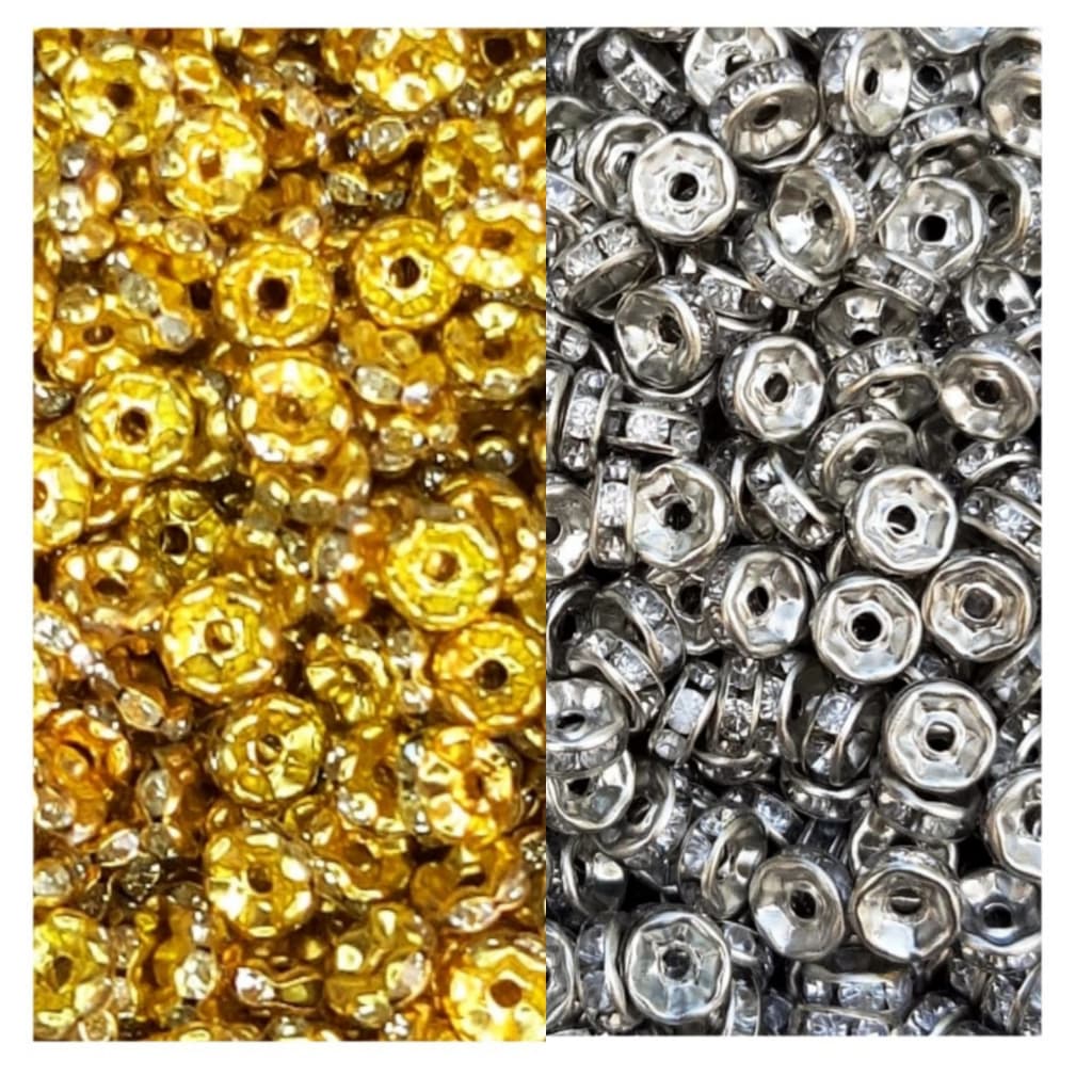 100 Rondelles Miçanga Entremeio Prata Ou Dourado 6mm ou 8mm