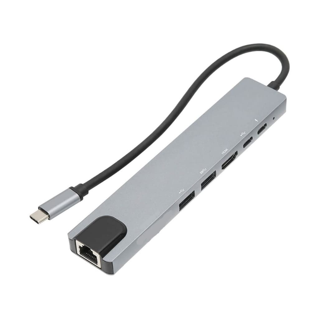 Hub Adaptador Tipo C 6 Em 1 Sd Rj45 para Notebook E Computador 2 Usb Type C 2 Hdmi