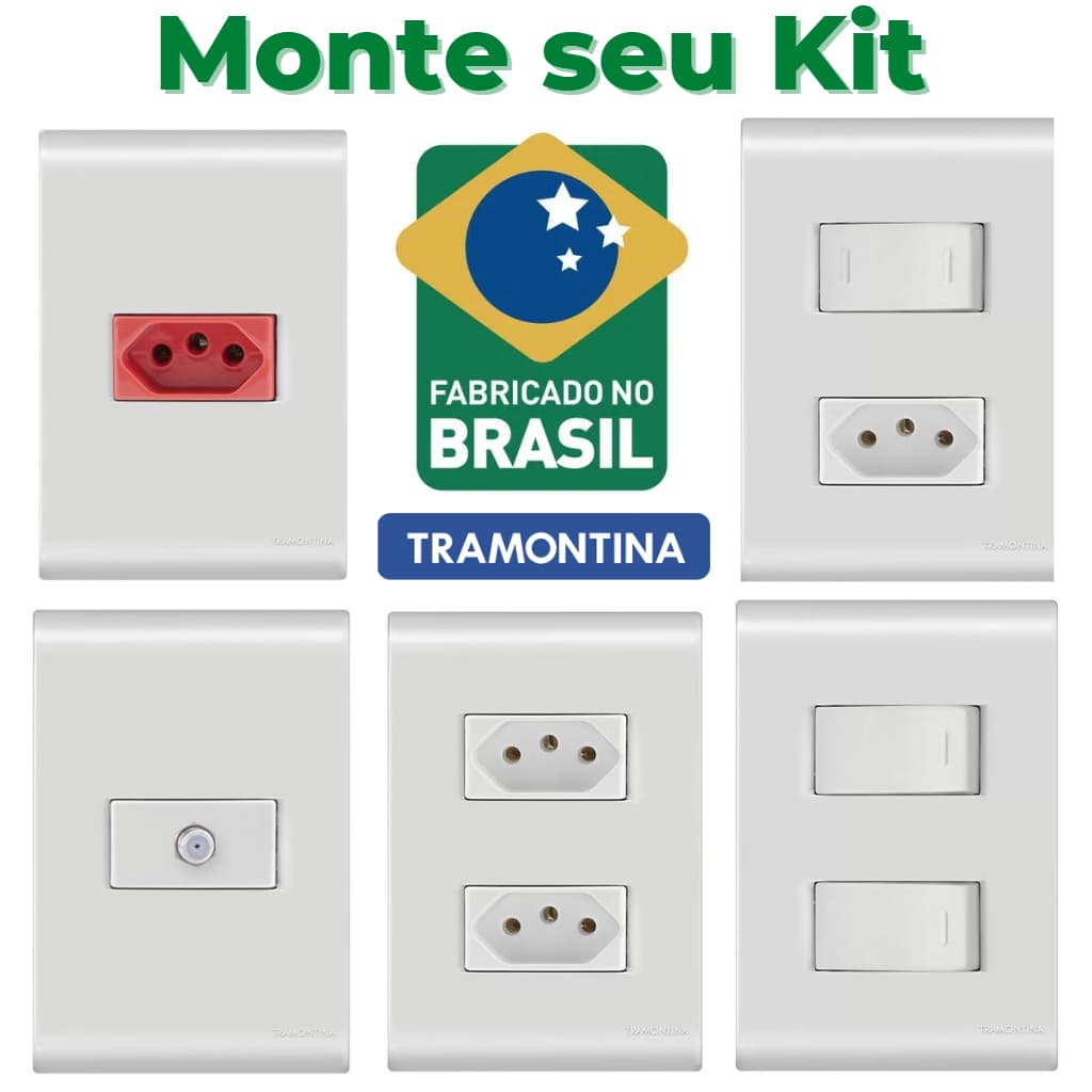 Tomadas Interruptores Tramontina Liz branca Módulos 10A/20A