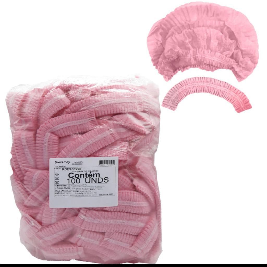 Touca Sanfonada Descartável com 100 unidades Rosa