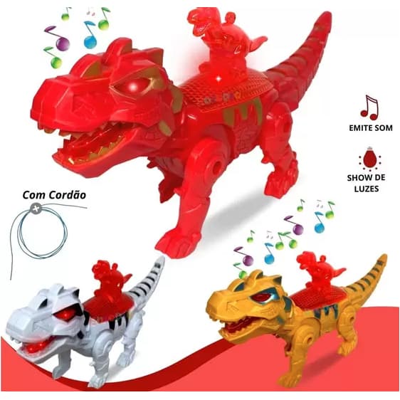 Dinossauro Robô De Brinquedo Com Luzes Led Movimento E Som