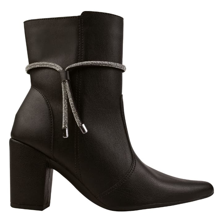 Bota Coturno Cano Médio Feminino Salto Grosso Preta - Via Mariza
