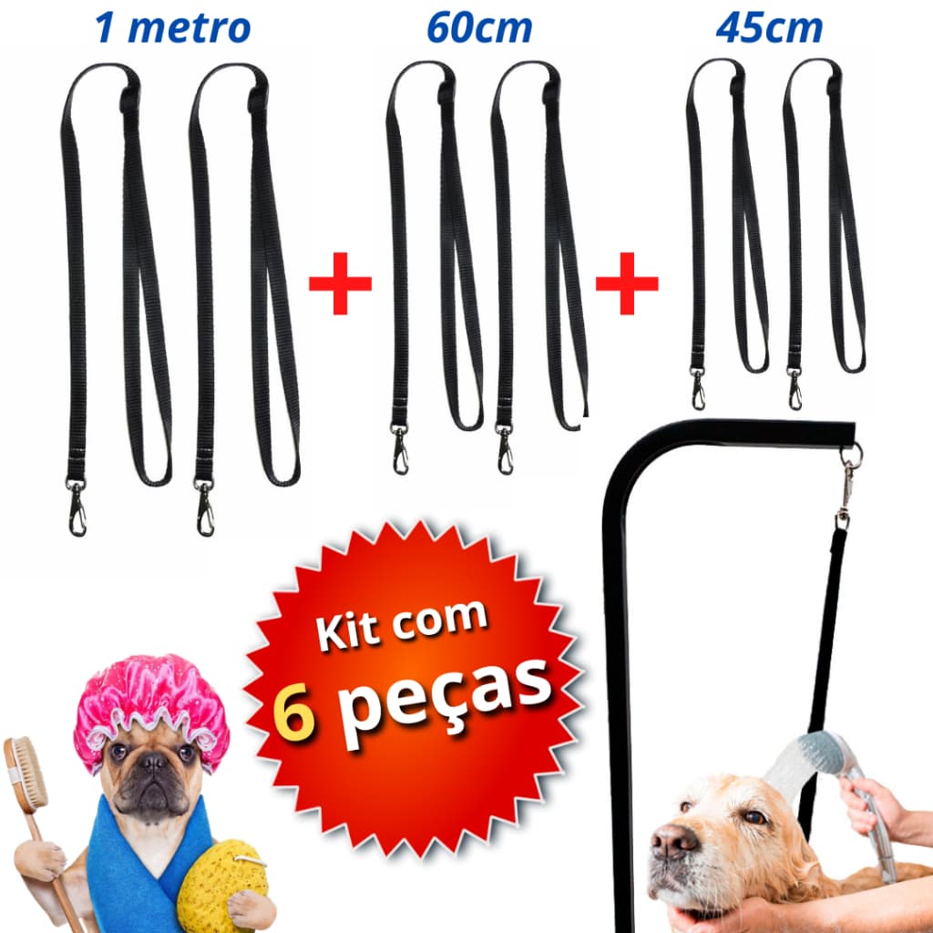 Guia de contenção para banho e tosa kit com 6 unidades