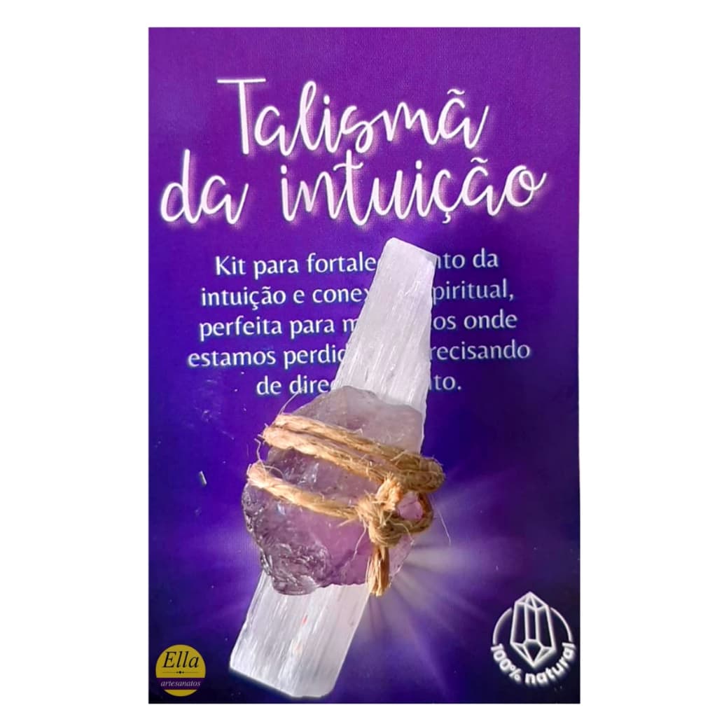 Talismã da Intuição- Selenita e Ametista Pedras Naturais
