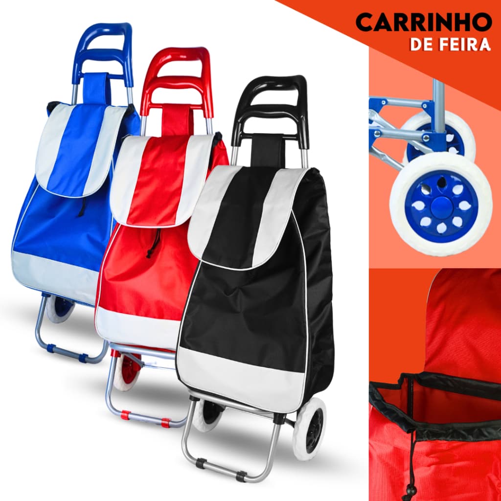 Carrinho De Compras Feira Dobravel - Suporta 30 Kg - Nybc