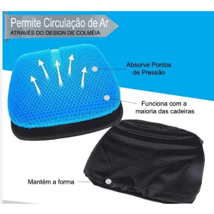 Almofada Com Capa Em Silicone Gel Para Assento Banco de Carro Escritorio Ortopédico