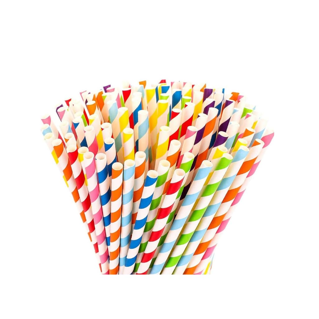 25 Canudos de Papel Coloridos - Liso / Listrado / Estampado - Diversas Cores