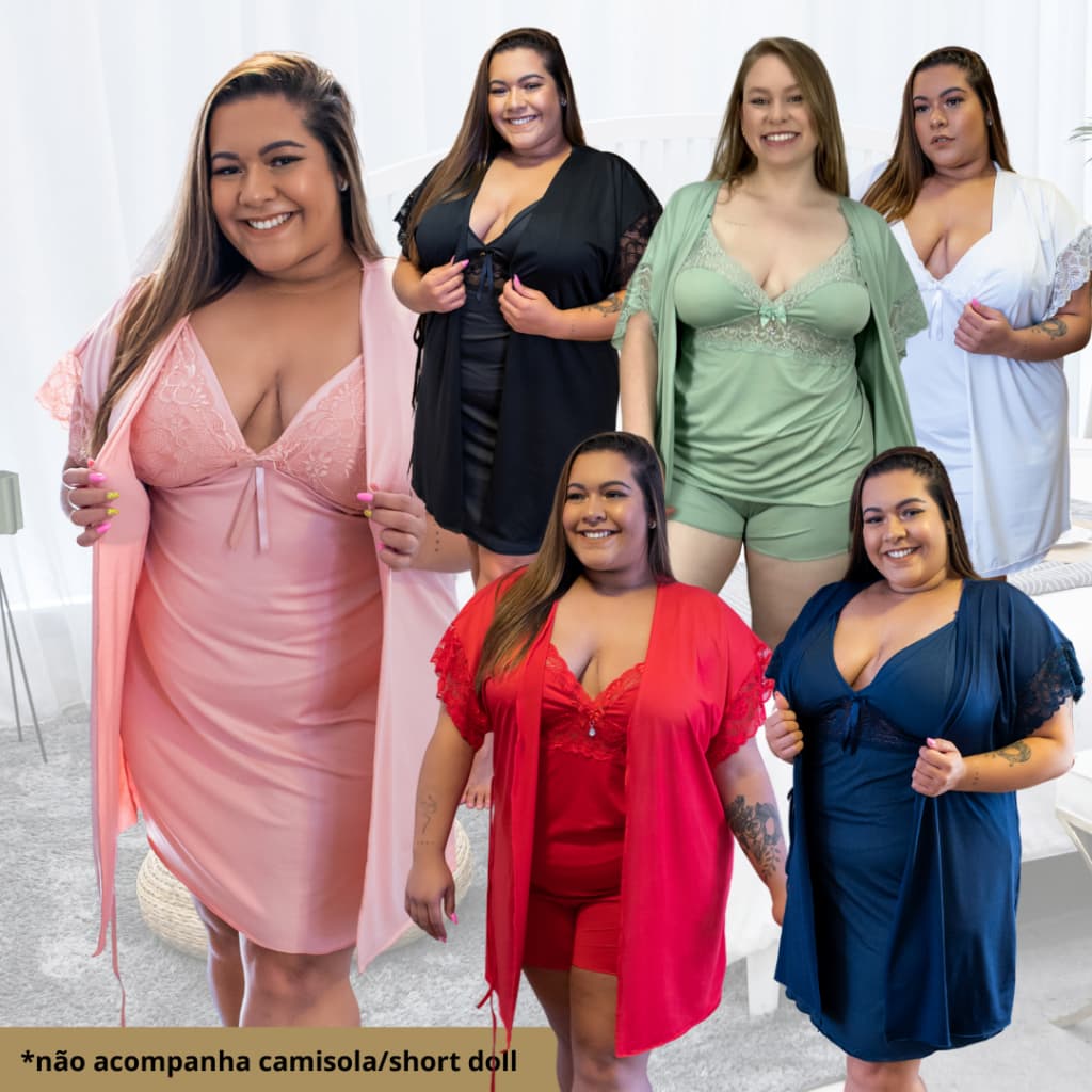 Robe Plus Size 50 52 54 56 58 com Renda Confortável Luxo Roupão Sensual Maternidade roby robie hobby  BeLit Modas 2103