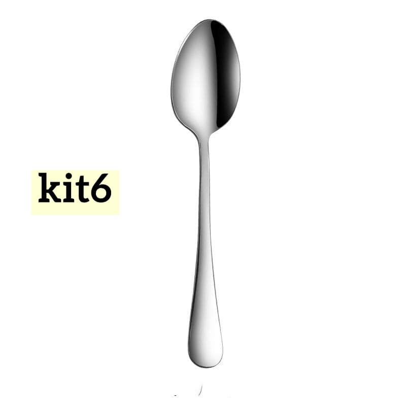 Kit 6 Colher De Jantar Aço Inoxidável Prata Polimento Tecnologia Casa Cozinha Utensílios De Mesa