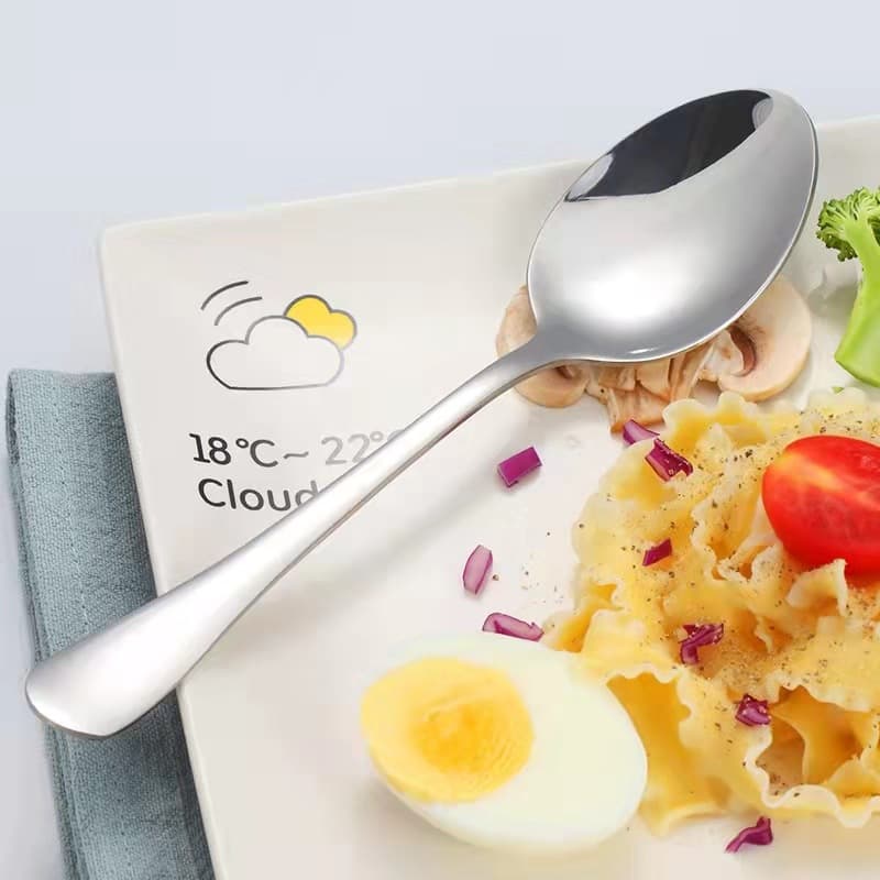 Kit 6 Colher De Jantar Aço Inoxidável Prata Polimento Tecnologia Casa Cozinha Utensílios De Mesa