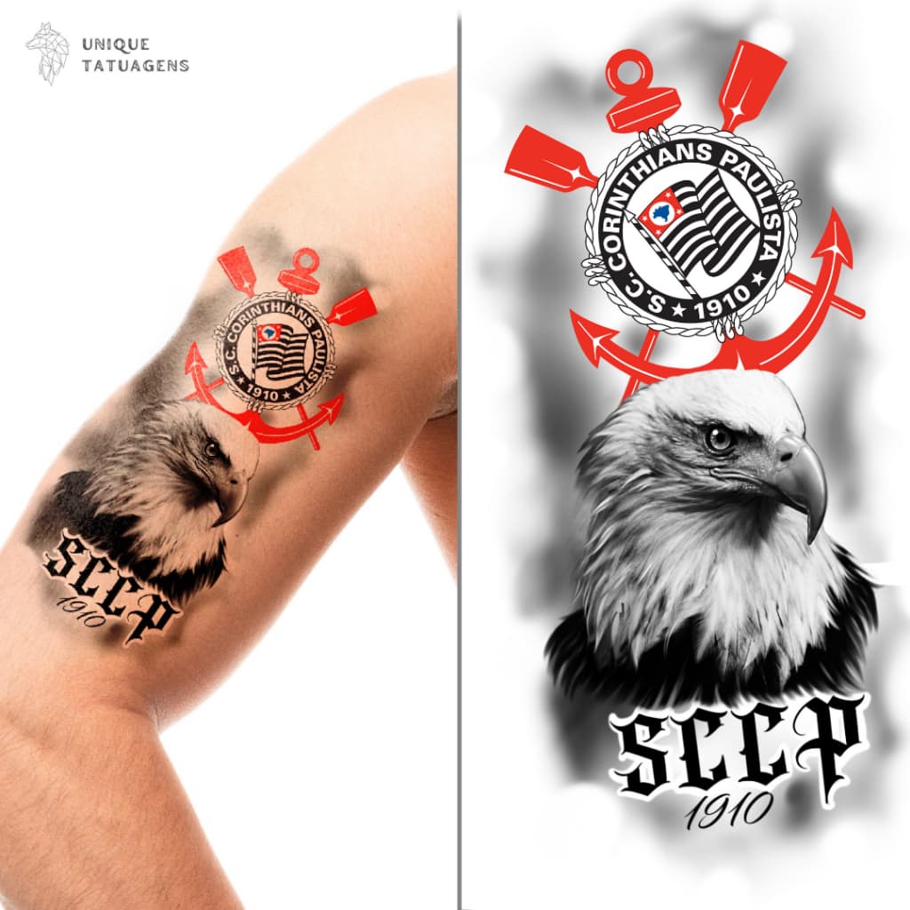Tattoo Temporaria Corinthians - Gavião SCCP Realista Desenho 3d