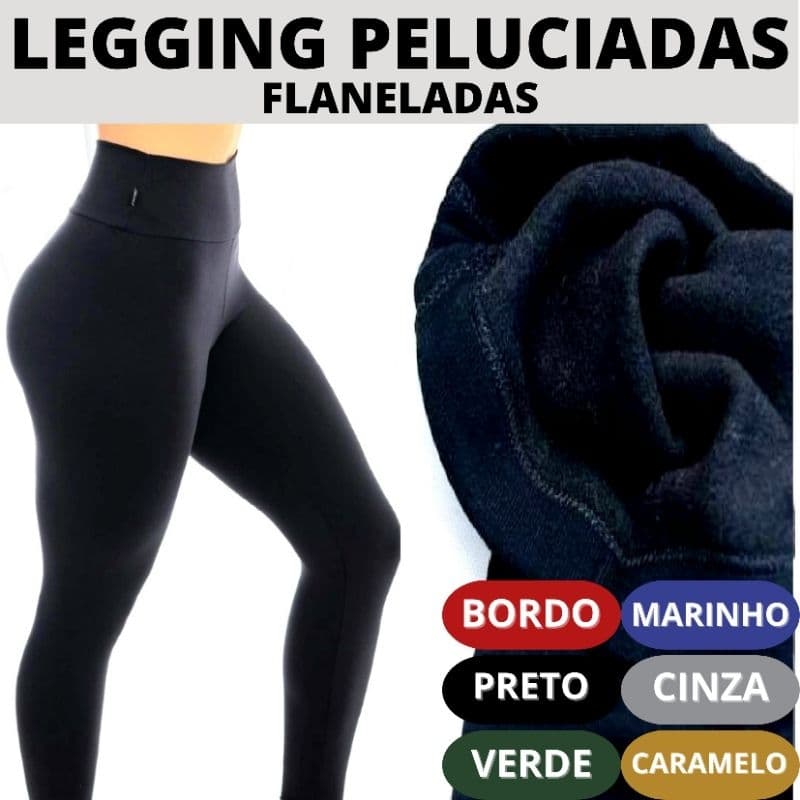 Calça Legging Flanelada Plus Size Forrada Peluciada Termica P ao G4