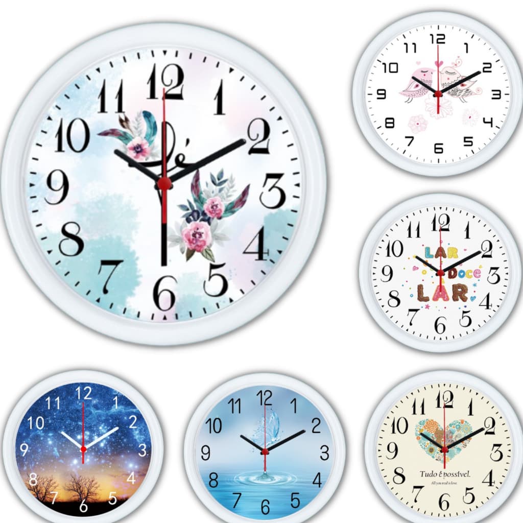 Relógio de Parede ou Mesa 15cm Redondo Diversificado