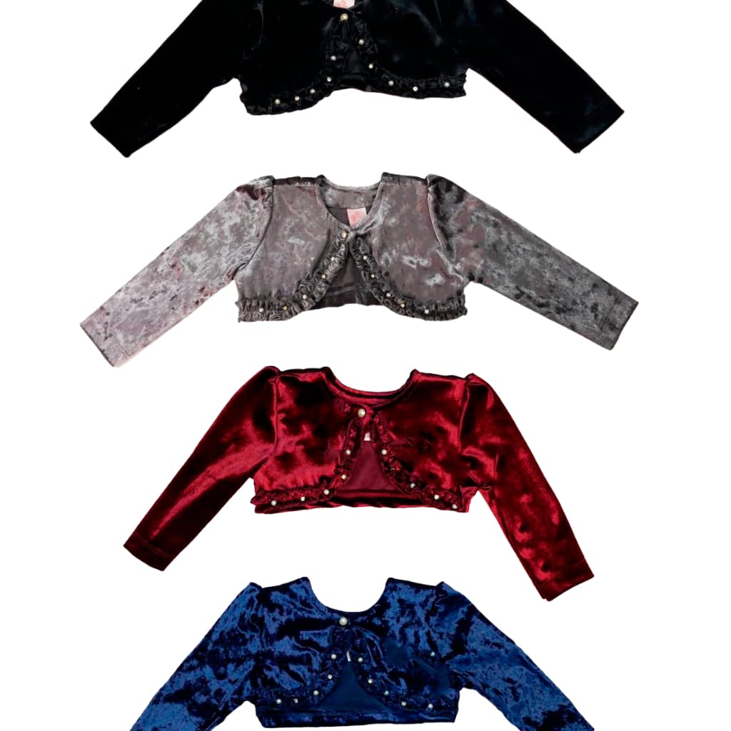 Bolero Infantil Plush Molhado Poliester Festa Bordado 1-3 e 4-10