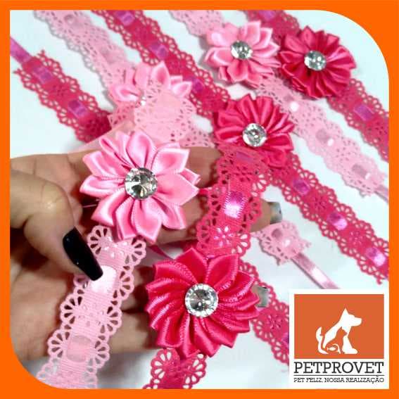 Gargantilha pompom pet pescoço cães banho tosa pct c/10