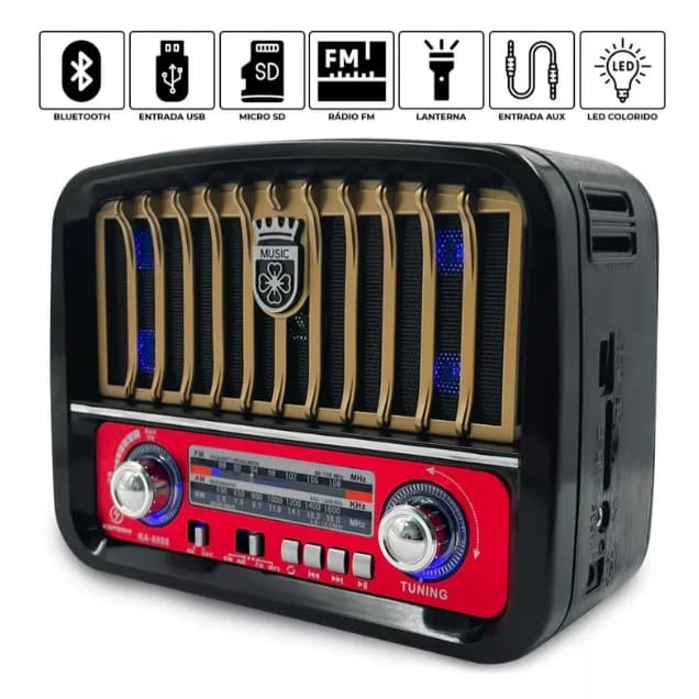 Radio Retrô Portátil Bluetooh AM/FM/SW Recarregável ka8808