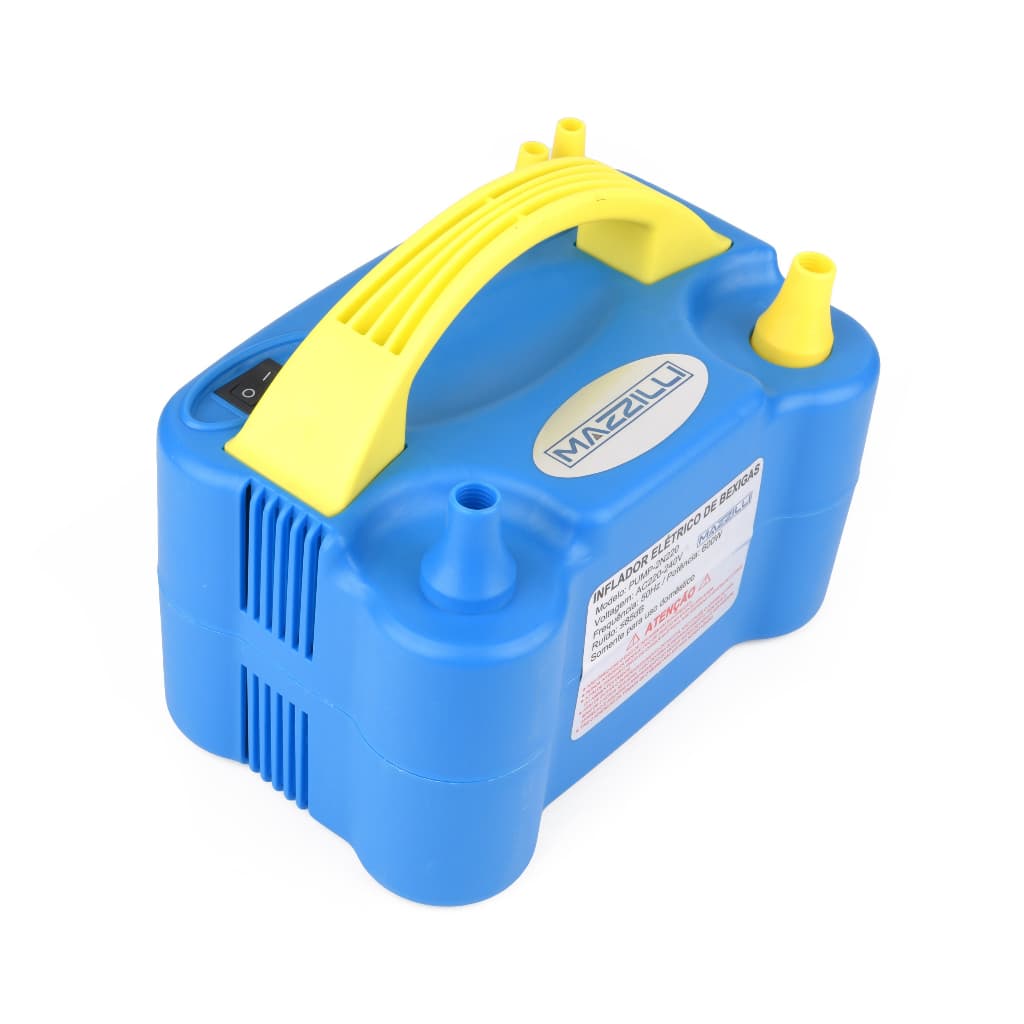 Inflador Compressor 110v Bomba Balões Bexigas 2 Bicos Festas Azul