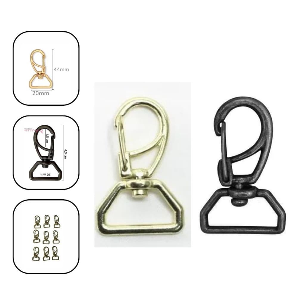 Fecho Mosquetão Gancho Alça Dourado 20 mm Kit com 10 Unidades Promoção