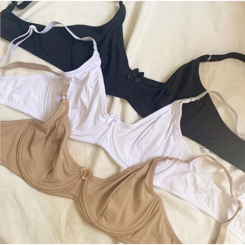 kit 3 Soutien com aro sem bojo Meia Taça Sutiã alça reforcada