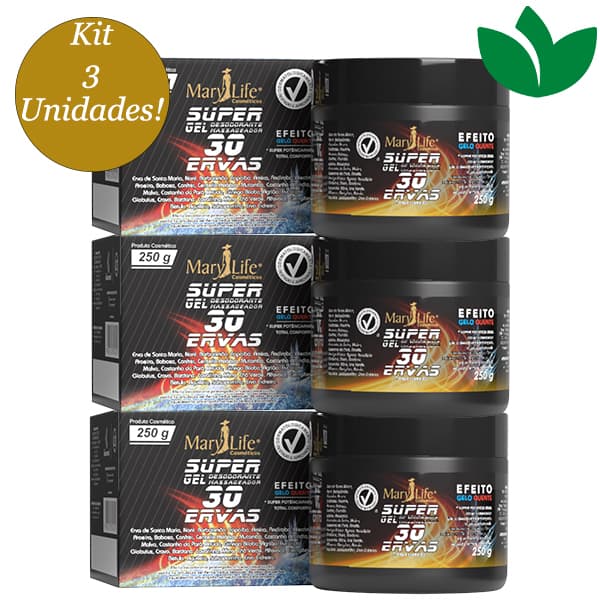 Kit 3 Unidades Super Gel 30 Ervas 250g Mary Life