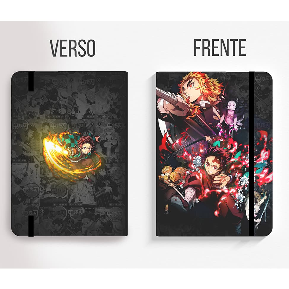Caderno SKETCHBOOK ou anotações capa dura DEMON SLAYER 21x14cm.