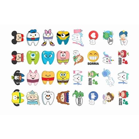 Tatuagem Temporária Infantil DENTINHOS DIVERTIDOS cartela com 32 tatuagens certificadas pelo INMETRO