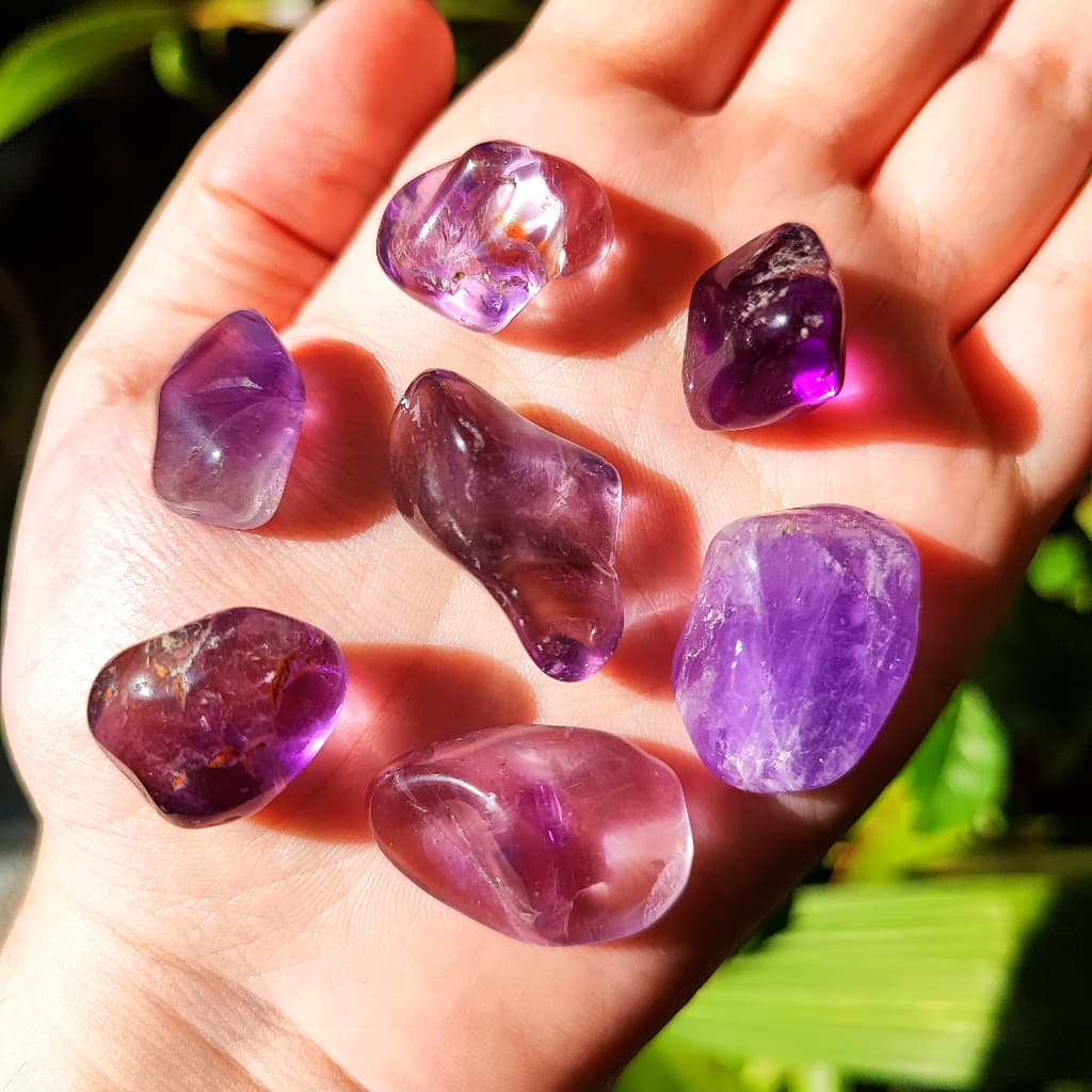 7un Ametista Pequena Pedra Natural Rolada Intuição, Positividade e Transmutação