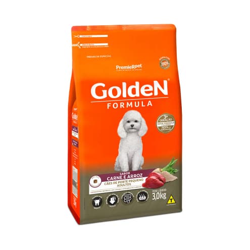 Ração Golden Formula Mini Bits Cães Adultos Raças Pequenas Carne e Arroz 3kg