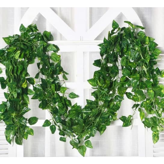 12 Metros Jiboia Folhas Pequenas Folhagem Verde Planta Artificial Pendente Trepadeira = 6 Fios